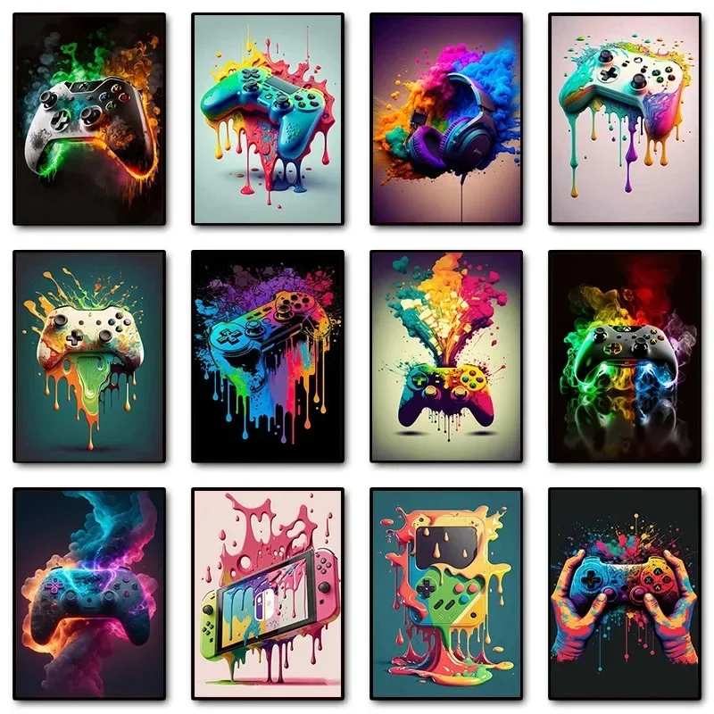 Gaming Accessories Decor - Renkli Pop Art Oyun Kumandası Oyun