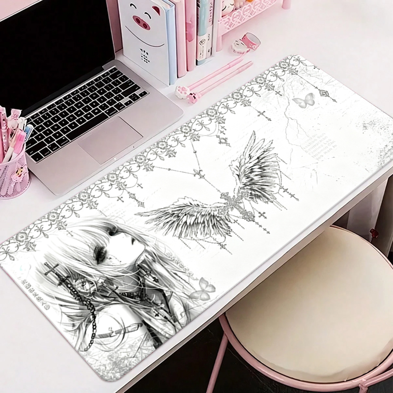 Gaming Accessories Cheap - Deri Mousepad Siyah Beyaz Anime Estetik